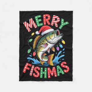 Cobertor De Velo Feliz Fishmas Chapéu de Papai Noel B Pesca Natal P