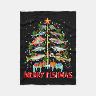 Cobertor De Velo Feliz Fishmas Engraçado Árvore de Natal Luzes de P