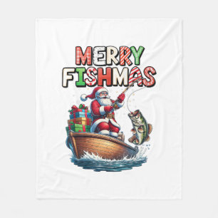 Cobertor De Velo Feliz Fishmas Papai Noel Amantes de Pesca Fun Dive