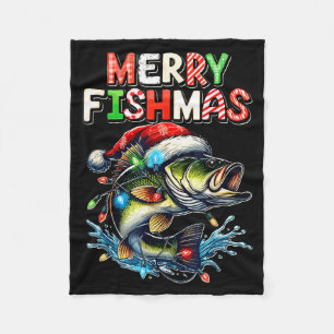 Cobertor De Velo Feliz Fishmas Papai Noel Amantes de Pesca Fun Dive