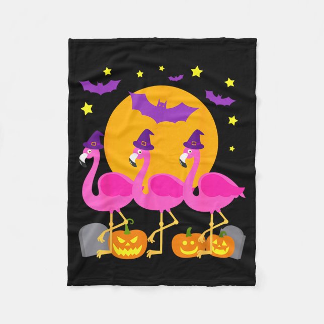 Cobertor De Velo Feliz Flamingoween Flamingo Divertido Halloween (Frente)