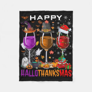 Cobertor De Velo Feliz Hallothanksmas Vinho Halloween Dia de Ação d