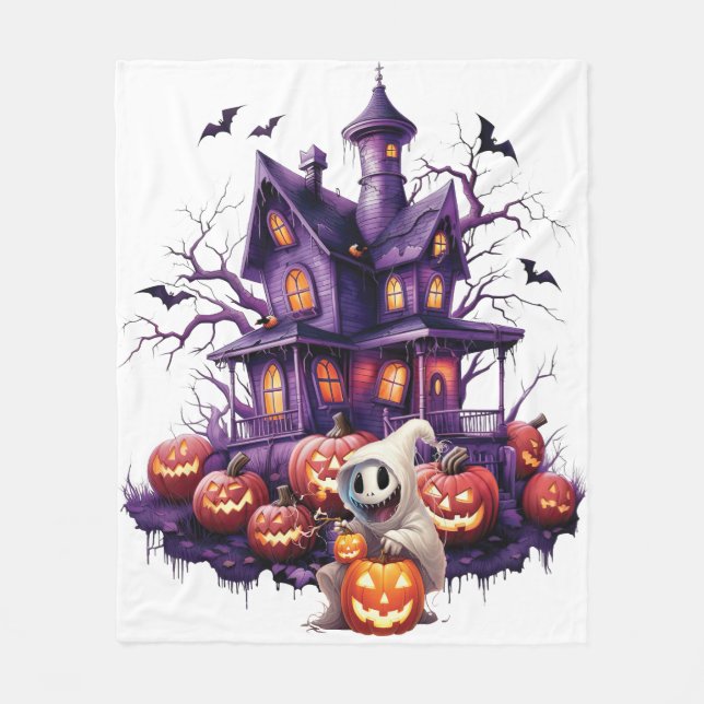 Cobertor De Velo Feliz Halloween Ghoul (Frente)