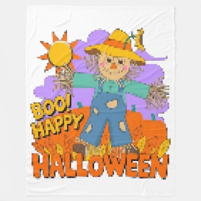 Cobertor De Velo Feliz Halloween menino  (Frente)