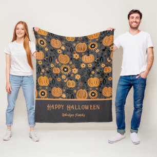 Cobertor De Velo Feliz Halloween Outono Abóbora Nome da Família