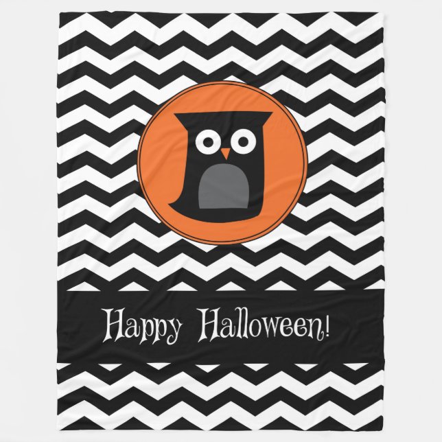 Cobertor De Velo Feliz Halloween Owl (Frente)