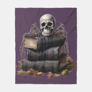 Cobertor De Velo Feliz Halloween Skull e Livros
