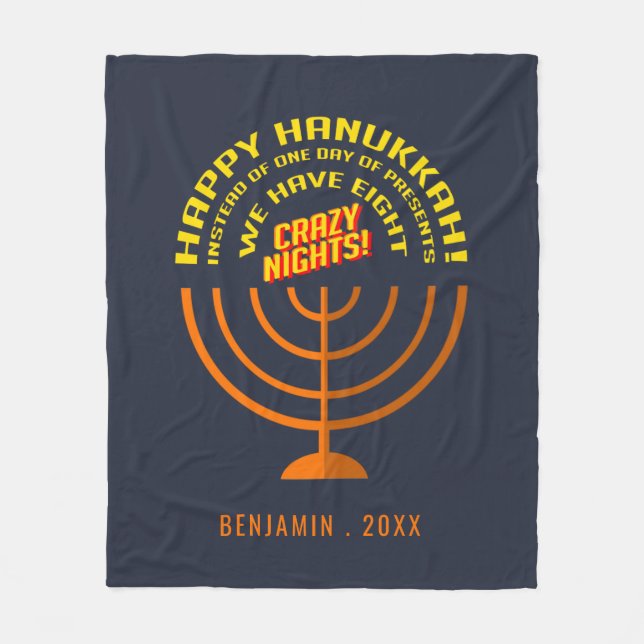 Cobertor De Velo Feliz Hanukkah Oito Noites de Celebração (Frente)