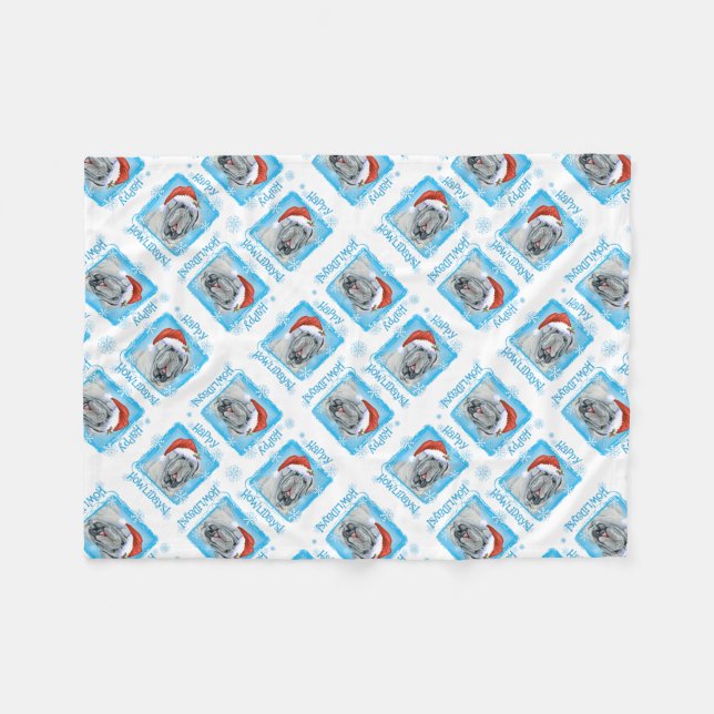 Cobertor De Velo Feliz Howlidays Neapolitano Mastiff Fleece Blanket (Frente (Horizontal))