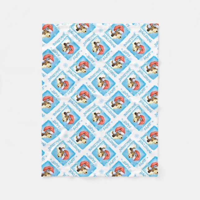 Cobertor De Velo Feliz Howlidays PBGV Fleece Blanket (Frente)