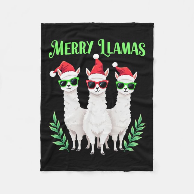 Cobertor De Velo Feliz Lhamas Natal engraçado Férias animais Llama (Frente)