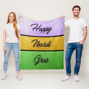 Cobertor De Velo Feliz Mardi Gras roxo de ouro b