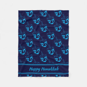 Cobertor De Velo FELIZ MARINHO DO Dreidel HANUKKAH CYAN
