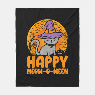Cobertor De Velo Feliz Meow O Wein Pumpkin Cat Witch Full Moon Hall