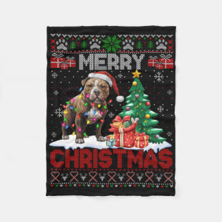 Cobertor De Velo Feliz Natal Americano Staffordshire Terrier Ugl