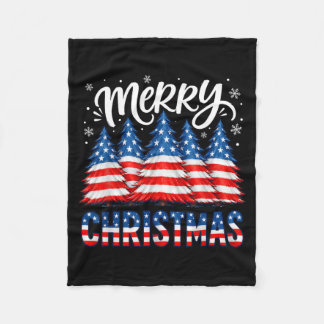 Cobertor De Velo Feliz Natal Bandeira Americana Árvores Inverno Hom