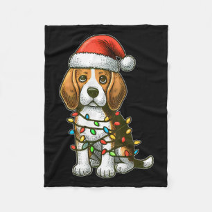 Cobertor De Velo Feliz Natal Beagle Papai Noel Luzes de Natal Cacho