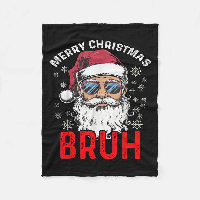 Cobertor De Velo Feliz Natal Bruh Engraçado Papai Noel Natal Homens (Frente)