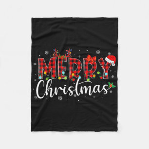 Cobertor De Velo Feliz Natal Búfala Xadrez Vermelho Chapéu do Papai