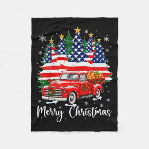 Cobertor De Velo Feliz Natal Caminhão Vermelho Antigo Bandeira EUA 