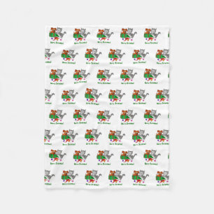 Cobertor De Velo Feliz Natal com Cat e Puppy