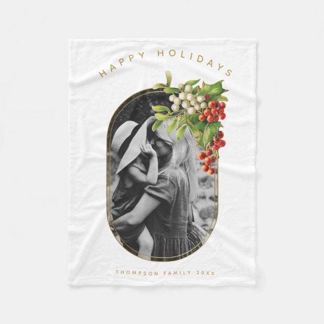 Cobertor De Velo Feliz Natal da família de fotos personalizadas de  (Frente)