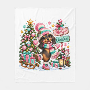 Cobertor De Velo Feliz Natal Dachshund