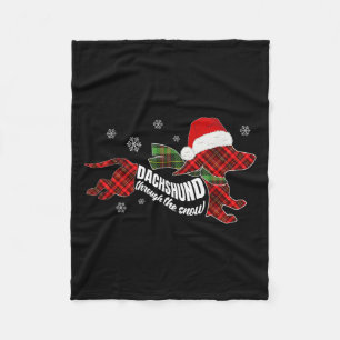 Cobertor De Velo Feliz Natal Dachshund Cachorro Através Da Placa De