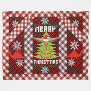 Cobertor De Velo Feliz Natal Dinossauro Parada Fleece Blanket