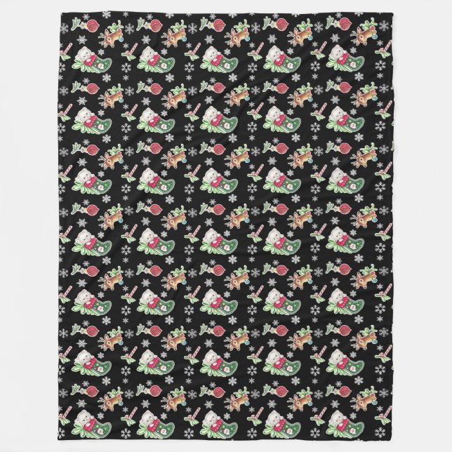 Cobertor De Velo Feliz Natal Feliz Reindeer Fleece (Frente)