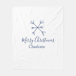 Cobertor De Velo Feliz Natal flocos de neve azuis adicionam nomes d