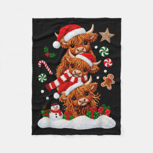 Cobertor De Velo Feliz Natal Fofo Vaca das Terras Altas Natal Papai
