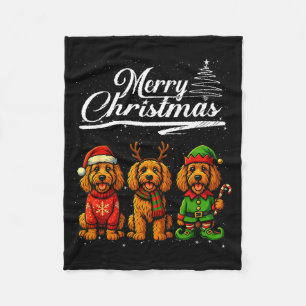 Cobertor De Velo Feliz Natal Labradoodle Rena Elf Santa Cachorro