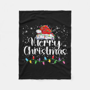 Cobertor De Velo Feliz Natal Luz Vermelha Santa Hat Família Xmas M