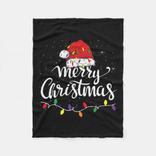 Cobertor De Velo Feliz Natal Luz Vermelha Santa Hat Família Xmas M