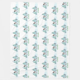 Cobertor De Velo Feliz Natal! Neve com Cat e Puppy