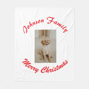 Cobertor De Velo feliz natal nome da família vermelha pet foto anim