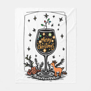 Cobertor De Velo Feliz Natal num Vidro de Vinho