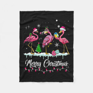 Cobertor De Velo Feliz Natal Papais noeis Flamingo Snow Xmas Pajam