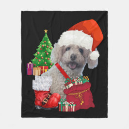 Cobertor De Velo Feliz Natal Poodle Fleece Blanket