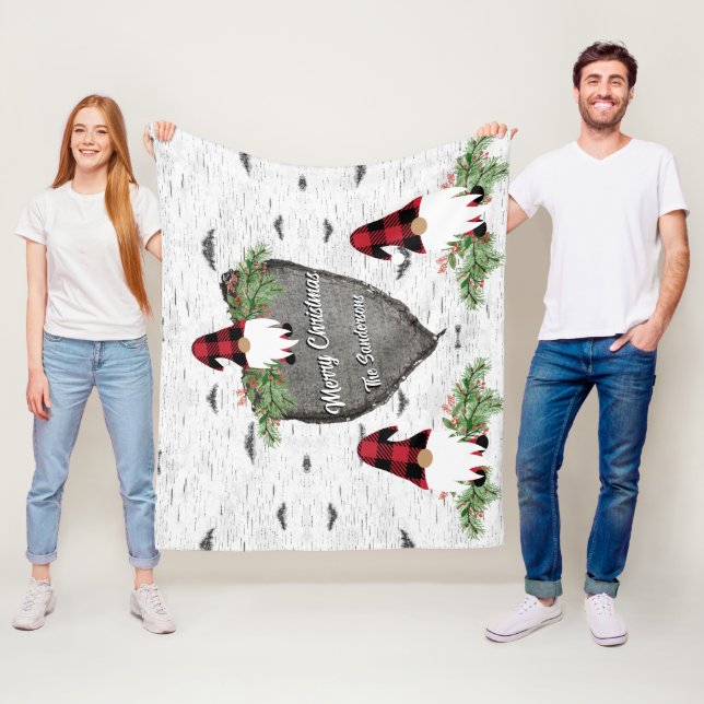 Cobertor De Velo Feliz Natal Red Buffalo Xadrez Gnomos Sherpa Bl (In Situ)