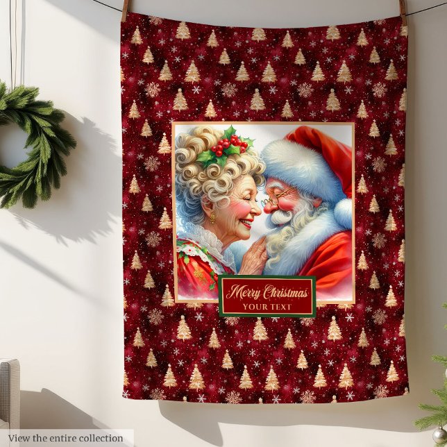 Cobertor De Velo Feliz Natal, Sr. e Sra. Claus Keepsasaet (Festive Christmas Blanket Mr & Mrs Claus Keepsake)