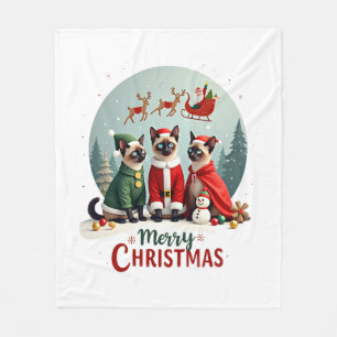 Cobertor De Velo Feliz Natal Três Santa Elfo Rena Siamês C