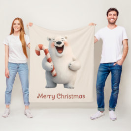 Cobertor De Velo Feliz Natal Urso Polar Fofo Design