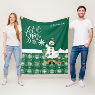 Cobertor De Velo Feliz Natal Verde Snowman