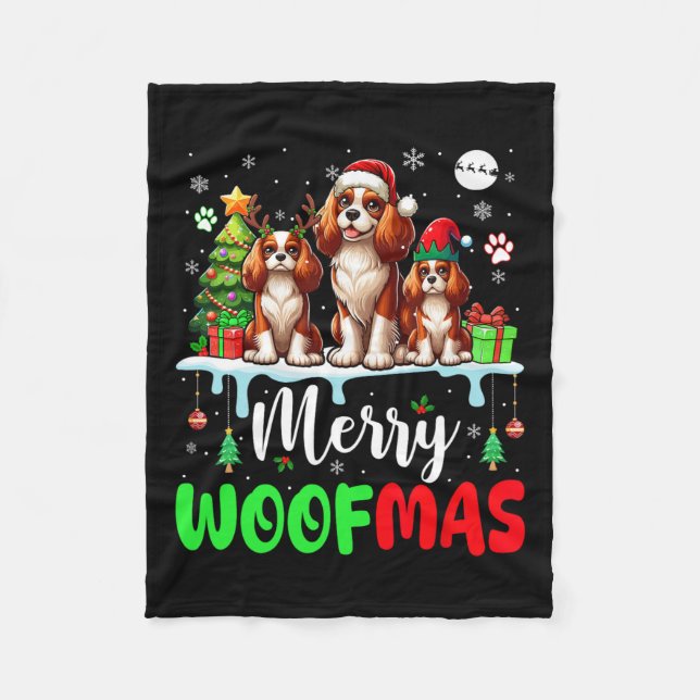 Cobertor De Velo Feliz Natal Woof Três Papais noeis Elf King Charle (Frente)