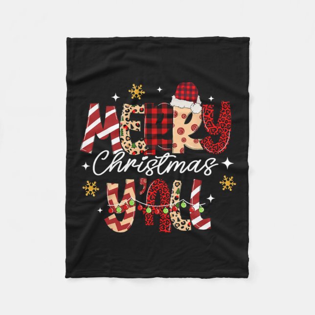 Cobertor De Velo Feliz Natal Y'all Natal Xmas Men Women Kid (Frente)