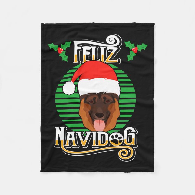 Cobertor De Velo Feliz Navidog German Shepherd Dog Holiday Merry Ch (Frente)