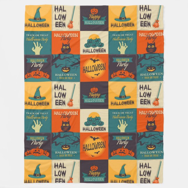 Cobertor De Velo Feliz Padrão de Halloween (Frente)