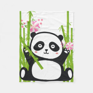 Cobertor De Velo Feliz Panda com Bamboo e Flor de Cereja